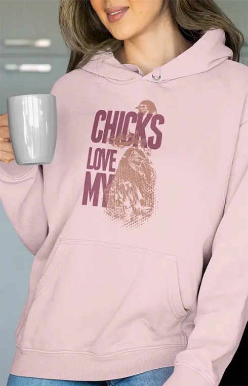 Womens Hooded SweatShirt Chicks - Light Baby Pink / XS
