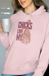 Womens Hooded SweatShirt Chicks - Light Baby Pink / XS
