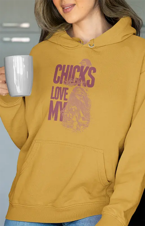 Womens Hooded SweatShirt Chicks - Mustard Yellow / XS