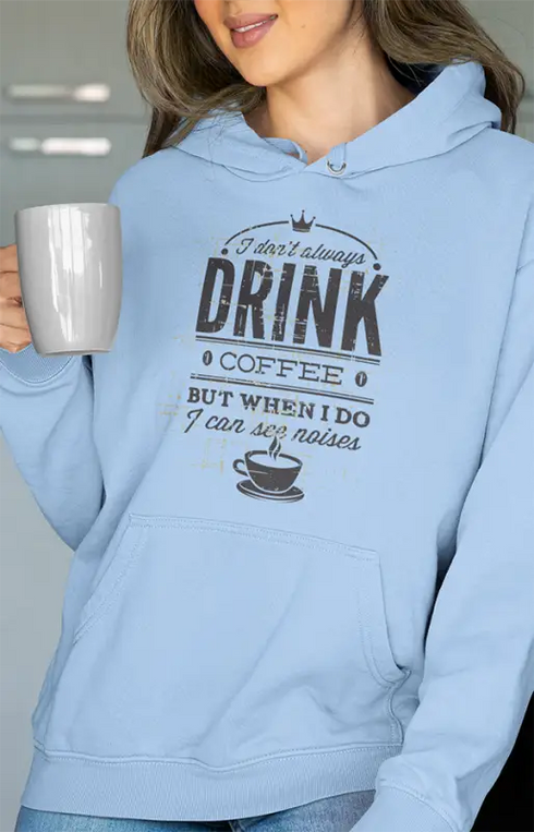 Womens Hooded SweatShirt Drink Coffee - Baby Blue / XS