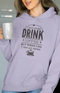 Womens Hooded SweatShirt Drink Coffee - Lavender / XS