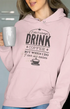 Womens Hooded SweatShirt Drink Coffee - Light Baby Pink / XS