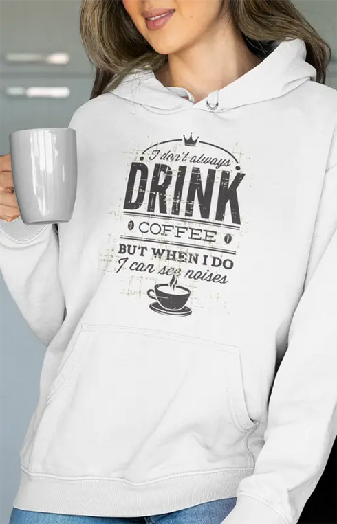 Womens Hooded SweatShirt Drink Coffee - White / XS