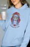 Womens Hooded SweatShirt Fleurs - Baby Blue / XS
