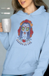 Womens Hooded SweatShirt Fleurs - Baby Blue / XS