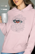 Womens Hooded SweatShirt Flowery Eye - Light Baby Pink / XS