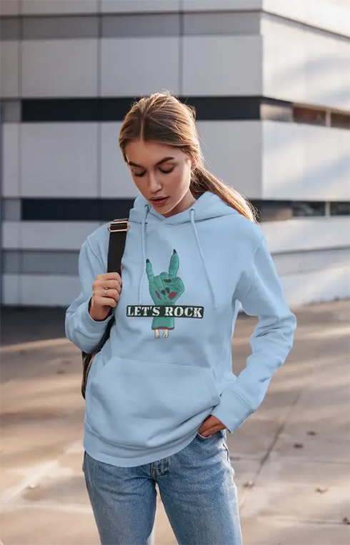 Womens Hooded SweatShirt Lets Rock