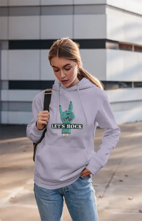 Womens Hooded SweatShirt Lets Rock