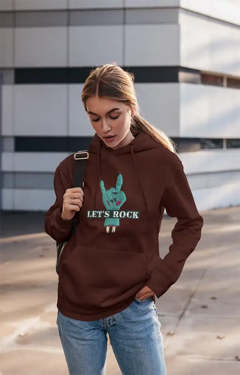 Womens Hooded SweatShirt Lets Rock