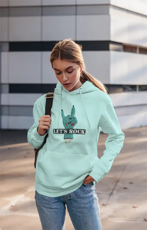 Womens Hooded SweatShirt Lets Rock