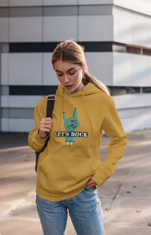 Womens Hooded SweatShirt Lets Rock