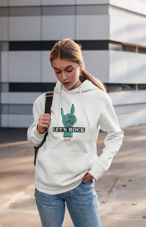 Womens Hooded SweatShirt Lets Rock