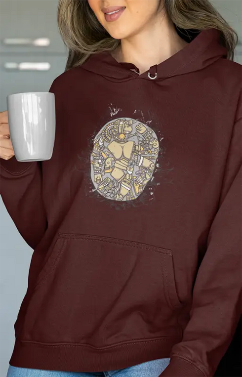 Womens Hooded SweatShirt Mudart - Maroon / XS