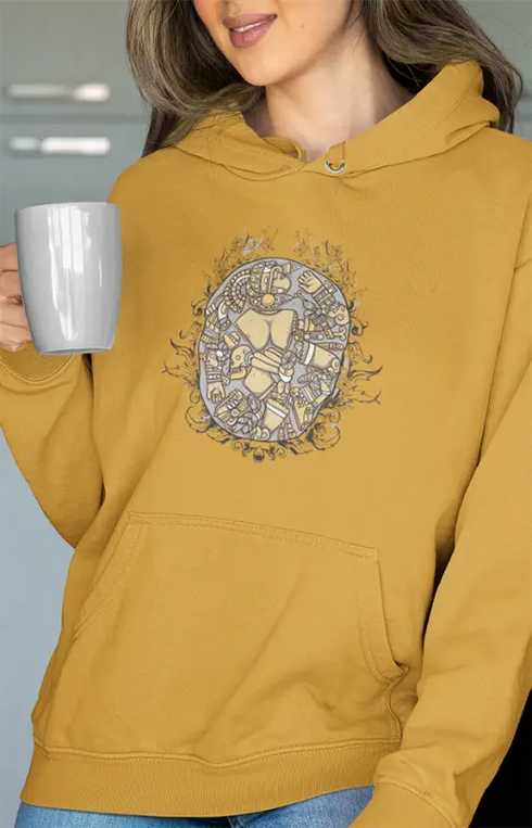 Womens Hooded SweatShirt Mudart - Mustard Yellow / XS