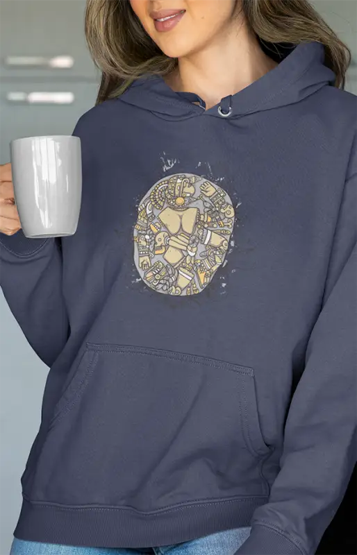 Womens Hooded SweatShirt Mudart - Navy Blue / XS