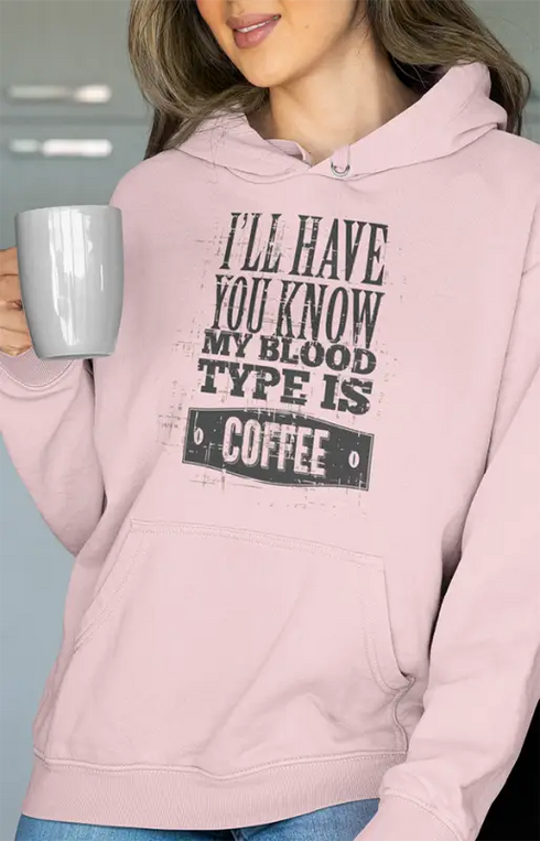 Womens Hooded SweatShirt My Blood - Light Baby Pink / XS