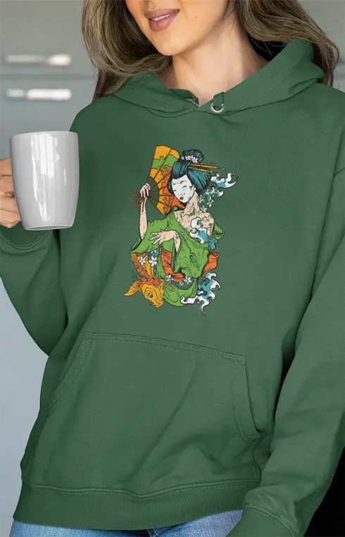 Womens Hooded SweatShirt Princess - Bottle Green / XS