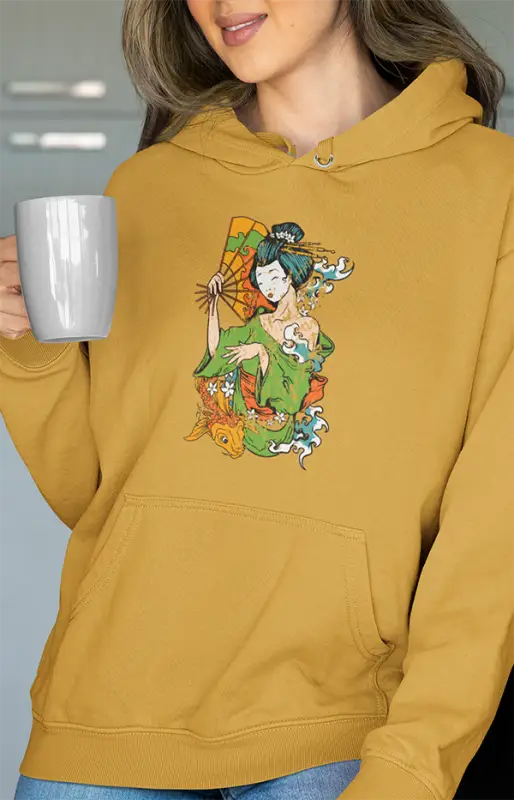 Womens Hooded SweatShirt Princess - Mustard Yellow / XS