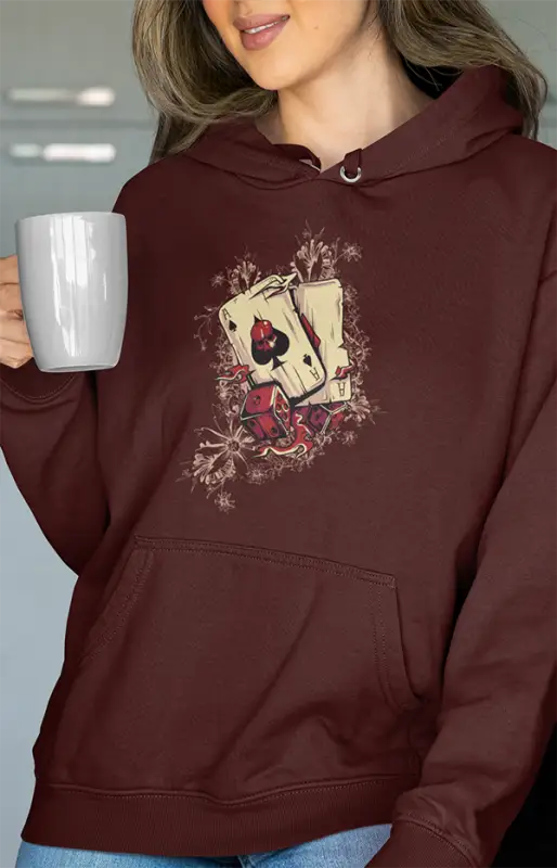 Womens Hooded SweatShirt Spade - Maroon / XS