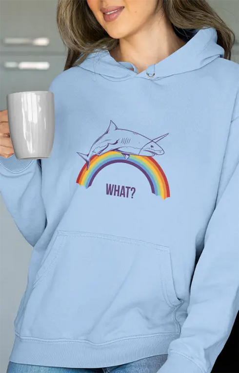 Womens Hooded SweatShirt What - Baby Blue / XS