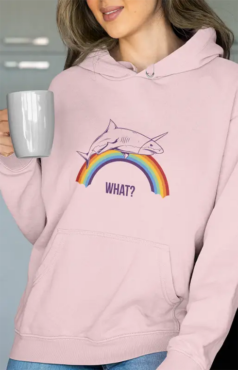 Womens Hooded SweatShirt What - Light Baby Pink / XS
