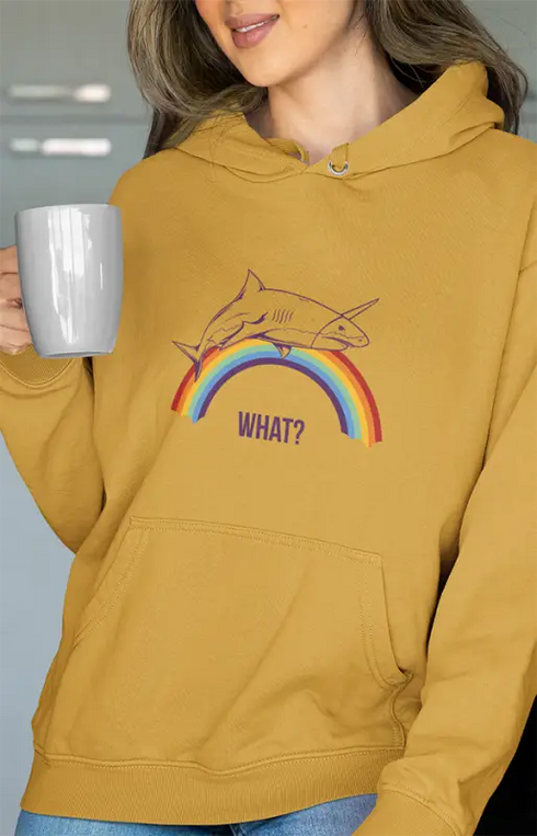 Womens Hooded SweatShirt What - Mustard Yellow / XS