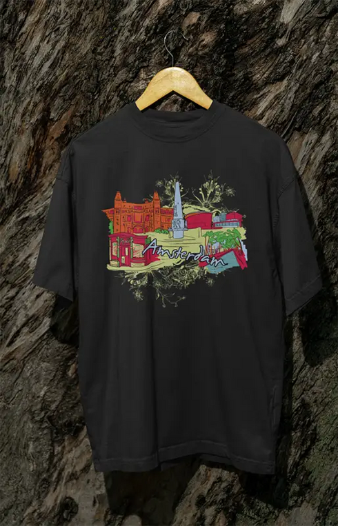 Mens Oversized Classic T-Shirt Amsterdam - Black / XS