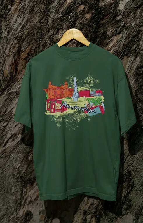 Mens Oversized Classic T-Shirt Amsterdam - Bottle Green / XS