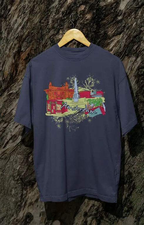 Mens Oversized Classic T-Shirt Amsterdam - Navy Blue / XS