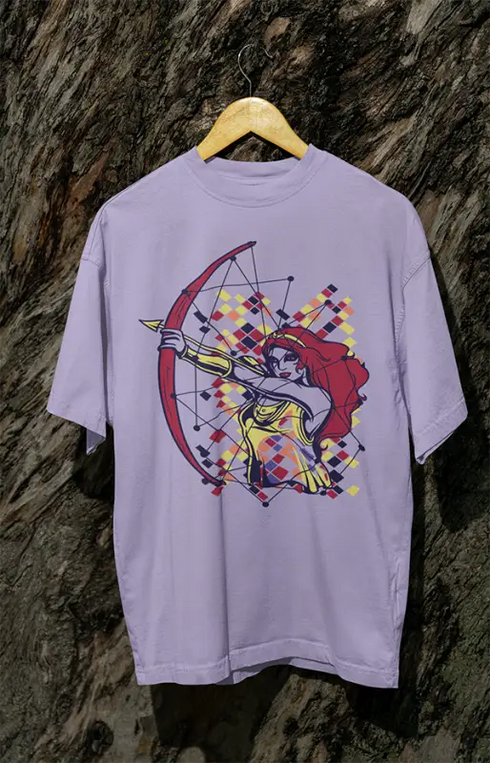 Womens Oversized Classic T-Shirt ArrowG - Lavender / XS