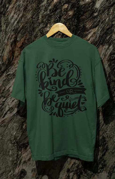 Womens Oversized Classic T-Shirt Be Kind - Bottle Green / XS