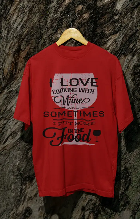 Womens Oversized Classic T-Shirt Cooking - Red / XS