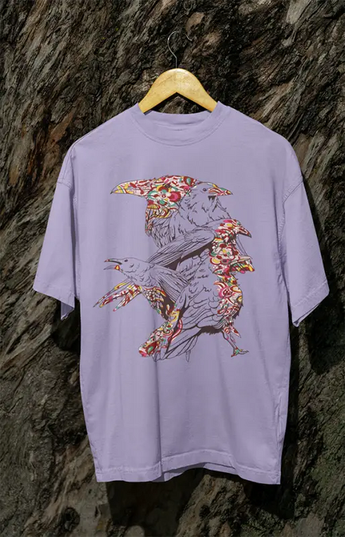 Womens Oversized Classic T-Shirt Eagle - Lavender / XS