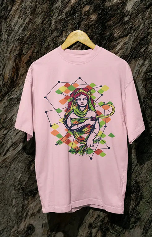 Womens Oversized Classic T-Shirt GirlArt - Light Baby Pink / XS