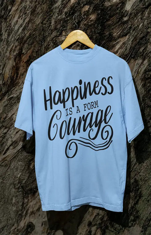 Womens Oversized Classic T-Shirt Happiness - Baby Blue / XS