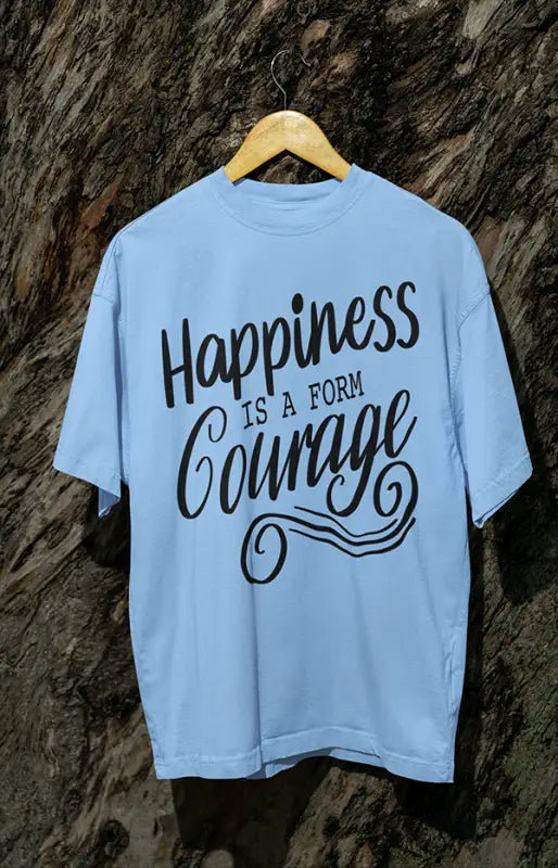 Womens Oversized Classic T-Shirt Happiness - Baby Blue / XS