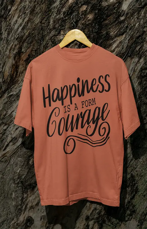 Womens Oversized Classic T-Shirt Happiness - Coral / XS