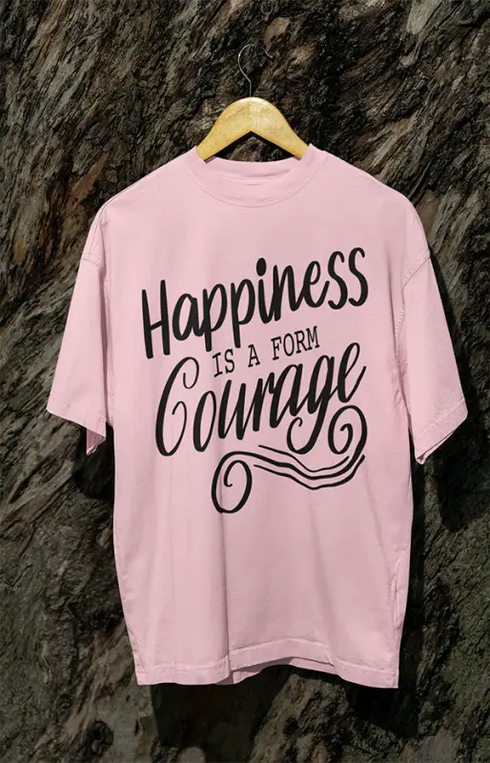 Womens Oversized Classic T-Shirt Happiness - Light Baby Pink / XS