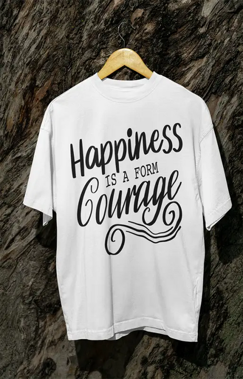 Womens Oversized Classic T-Shirt Happiness - White / XS