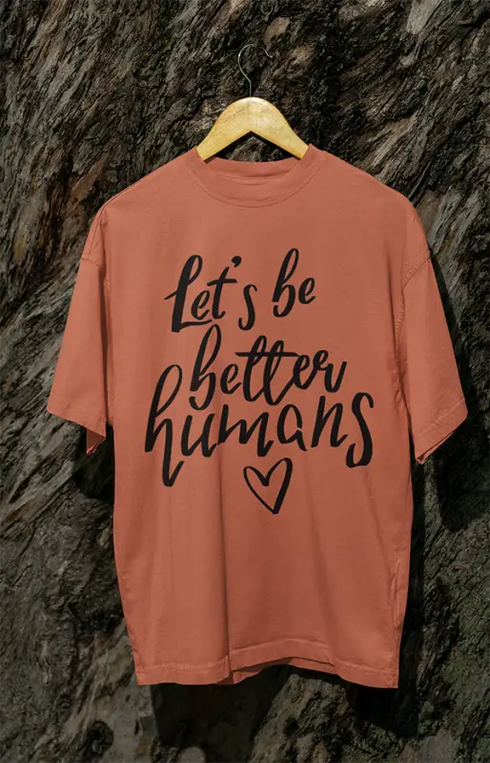 Womens Oversized Classic T-Shirt Humans - Coral / XS