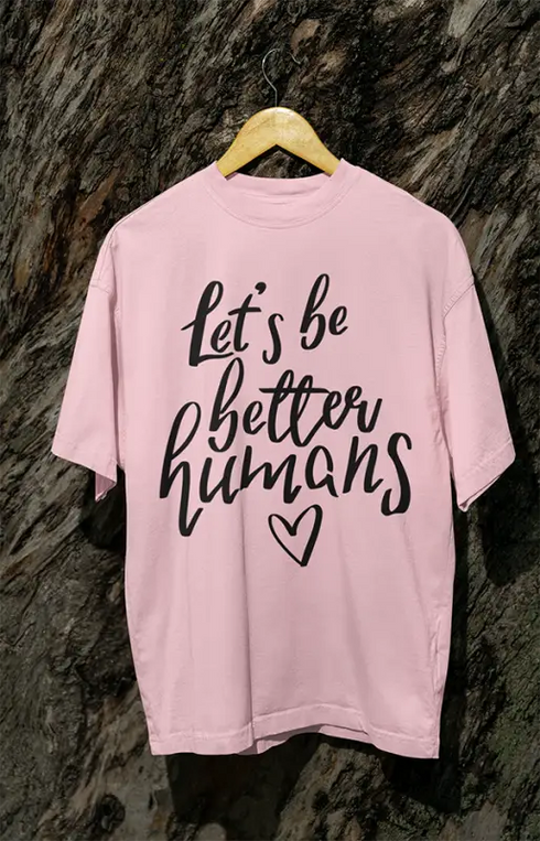 Womens Oversized Classic T-Shirt Humans - Light Baby Pink / XS