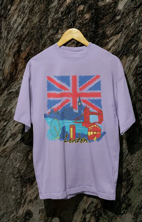Womens Oversized Classic T-Shirt London - Lavender / XS