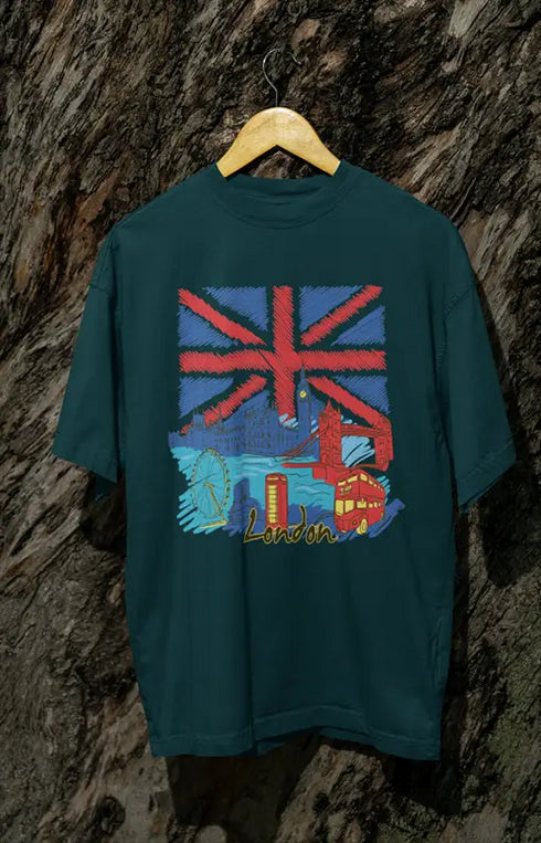 Womens Oversized Classic T-Shirt London - Petrol Blue / XS