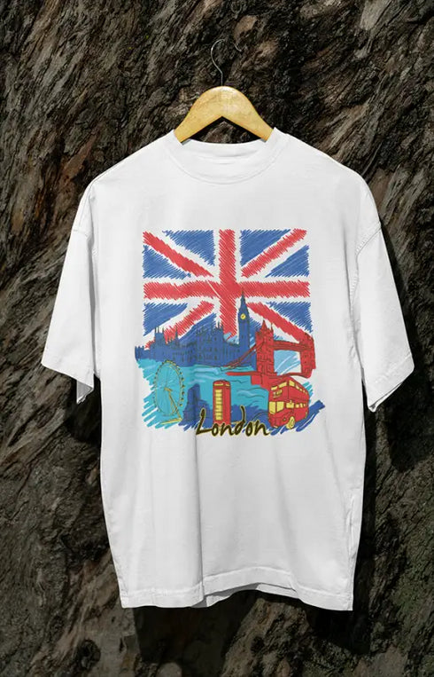 Womens Oversized Classic T-Shirt London - White / XS
