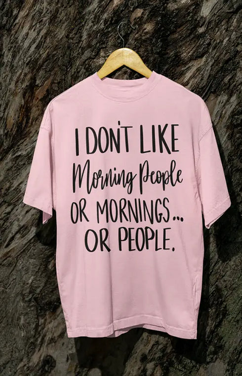 Womens Oversized Classic T-Shirt Morning People - Light Baby Pink / XS