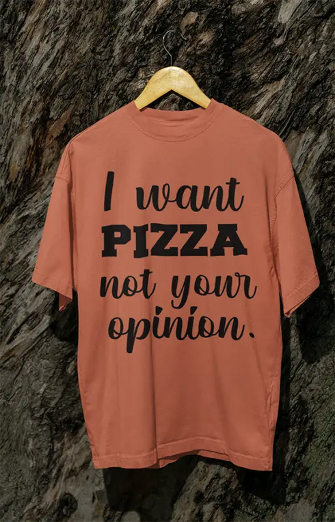 Womens Oversized Classic T-Shirt Pizza - Coral / XS