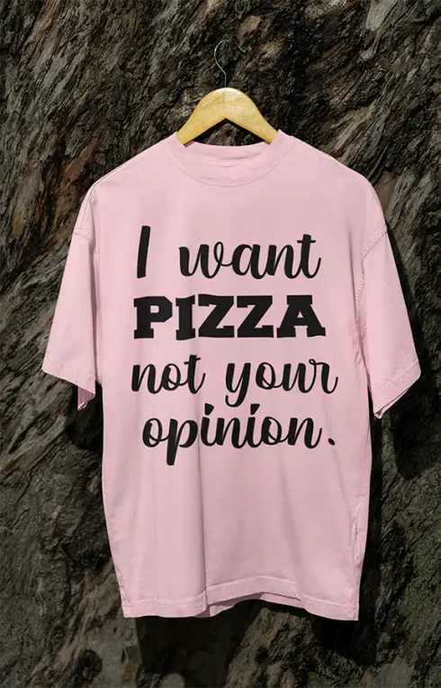 Womens Oversized Classic T-Shirt Pizza - Light Baby Pink / XS