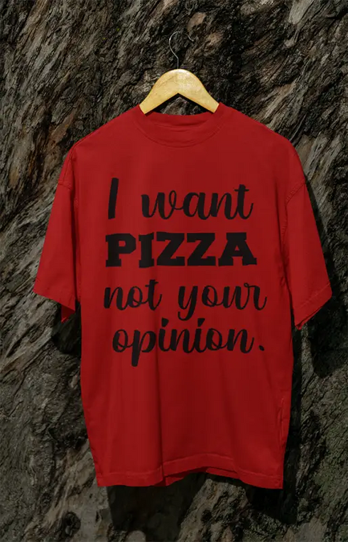 Womens Oversized Classic T-Shirt Pizza - Red / XS