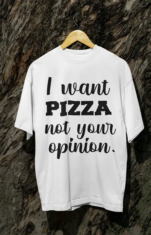 Womens Oversized Classic T-Shirt Pizza - White / XS