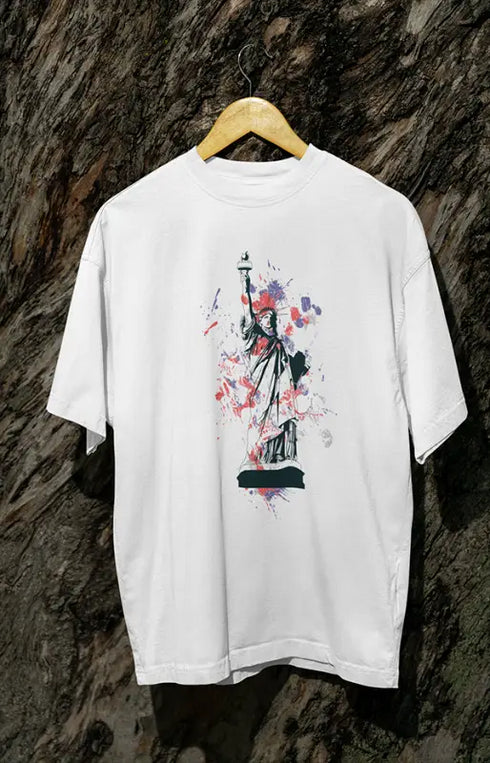 Mens Oversized Classic T-Shirt StatueOfLiberty - White / XS
